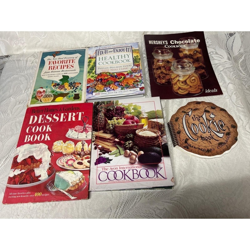 Vintage Cookbook Lot 6 Better‎ Homes Gardens Hershey Ford Avon Cookie Healthy